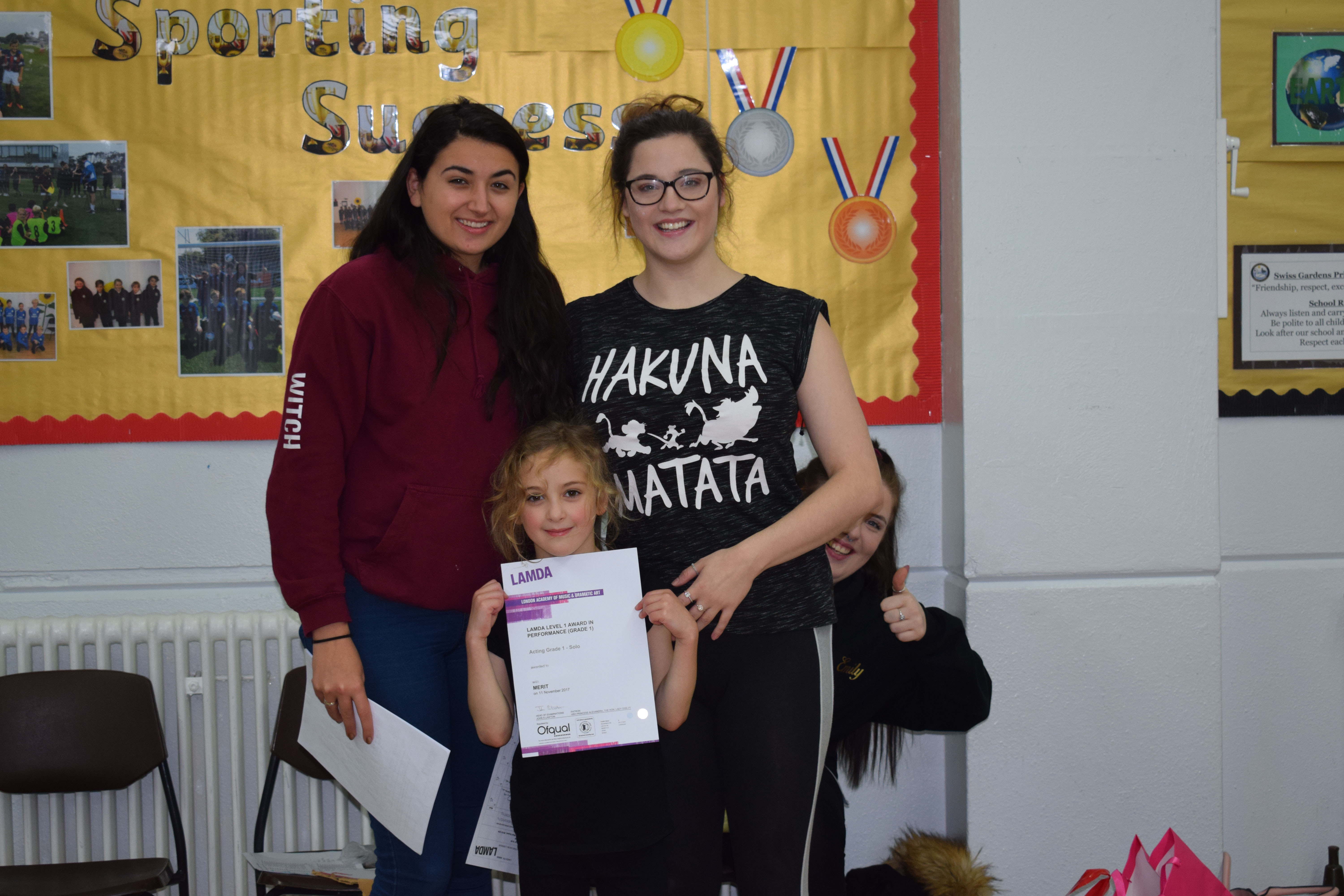 Young girl with Certificate for LAMDA